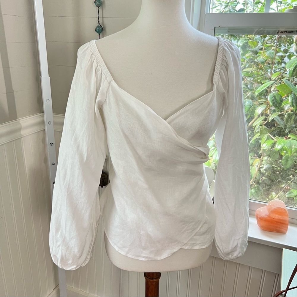 Reformation Hart Linen Blouse White Off Shoulder Large #whitenoise #summer